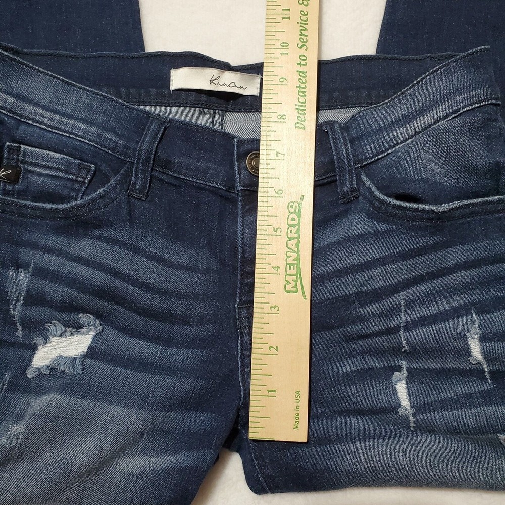 KanCan Moto Ankle Skinny Denim Jeans Women's Sz 27 Frayed Hem Dark Wash Distress - Picture 9 of 10